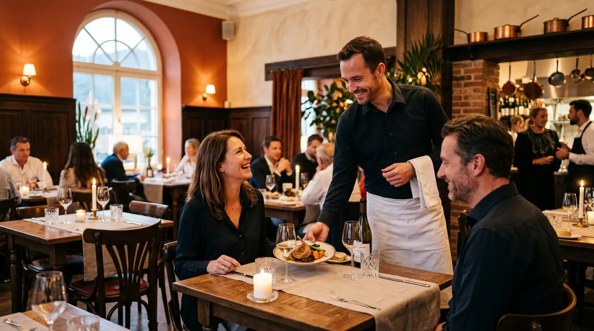 Service en salle dans un restaurant français