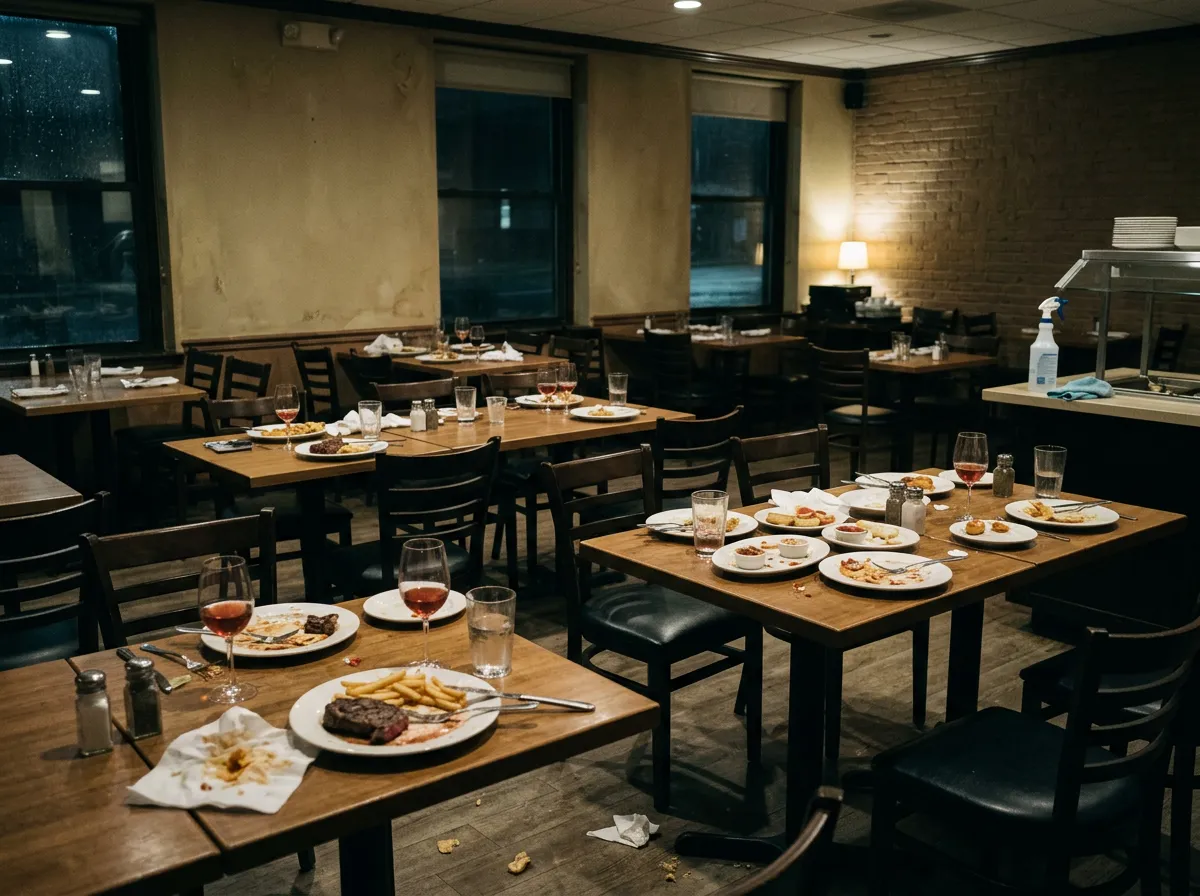 Salle de restaurant après une intoxication alimentaire