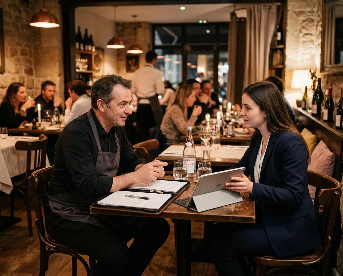 Restaurateur étudiant son contrat d'assurance