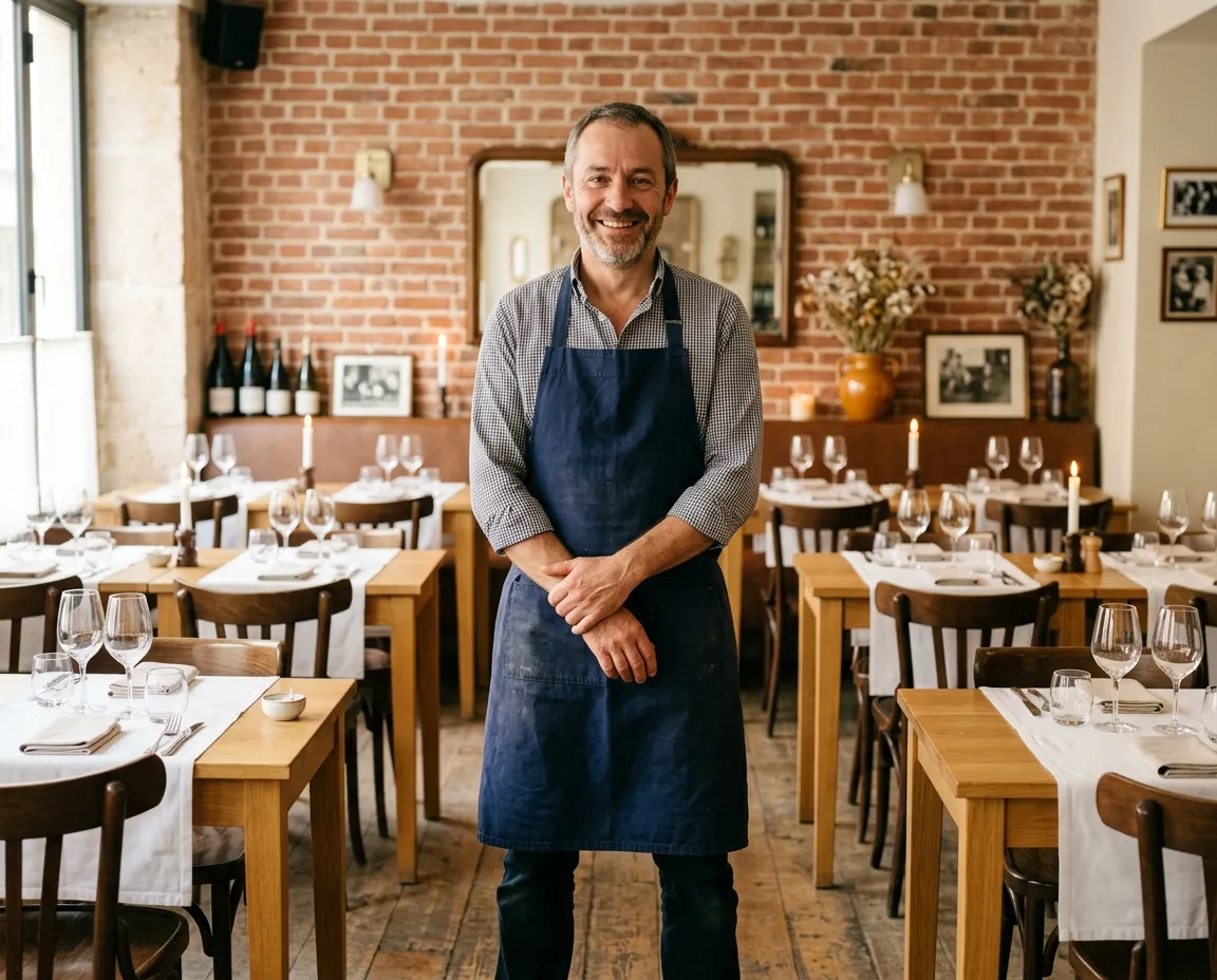 Échange entre une courtière en assurance et un restaurateur dans son établissement
