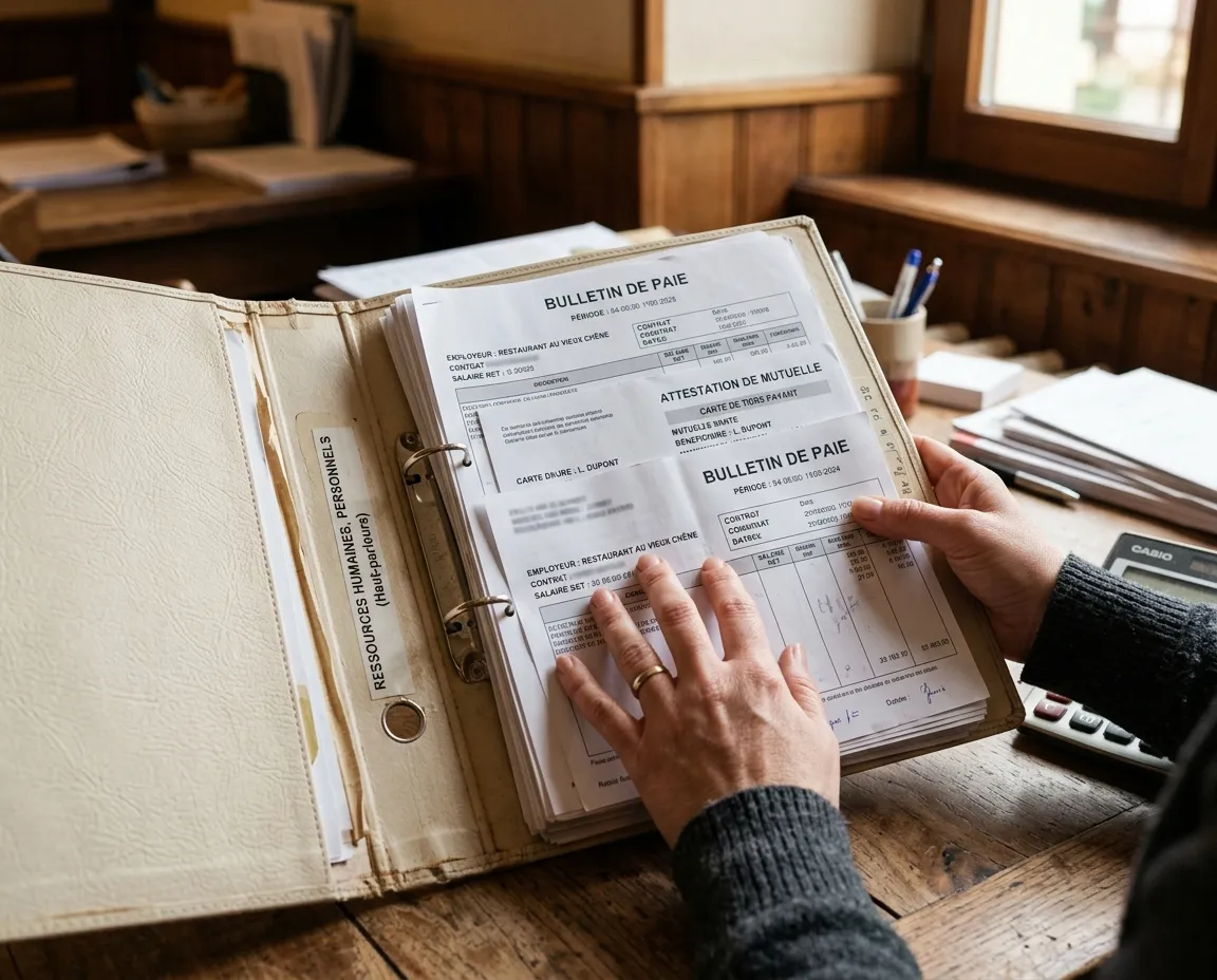Dossier RH d'un restaurant avec attestations de dispense