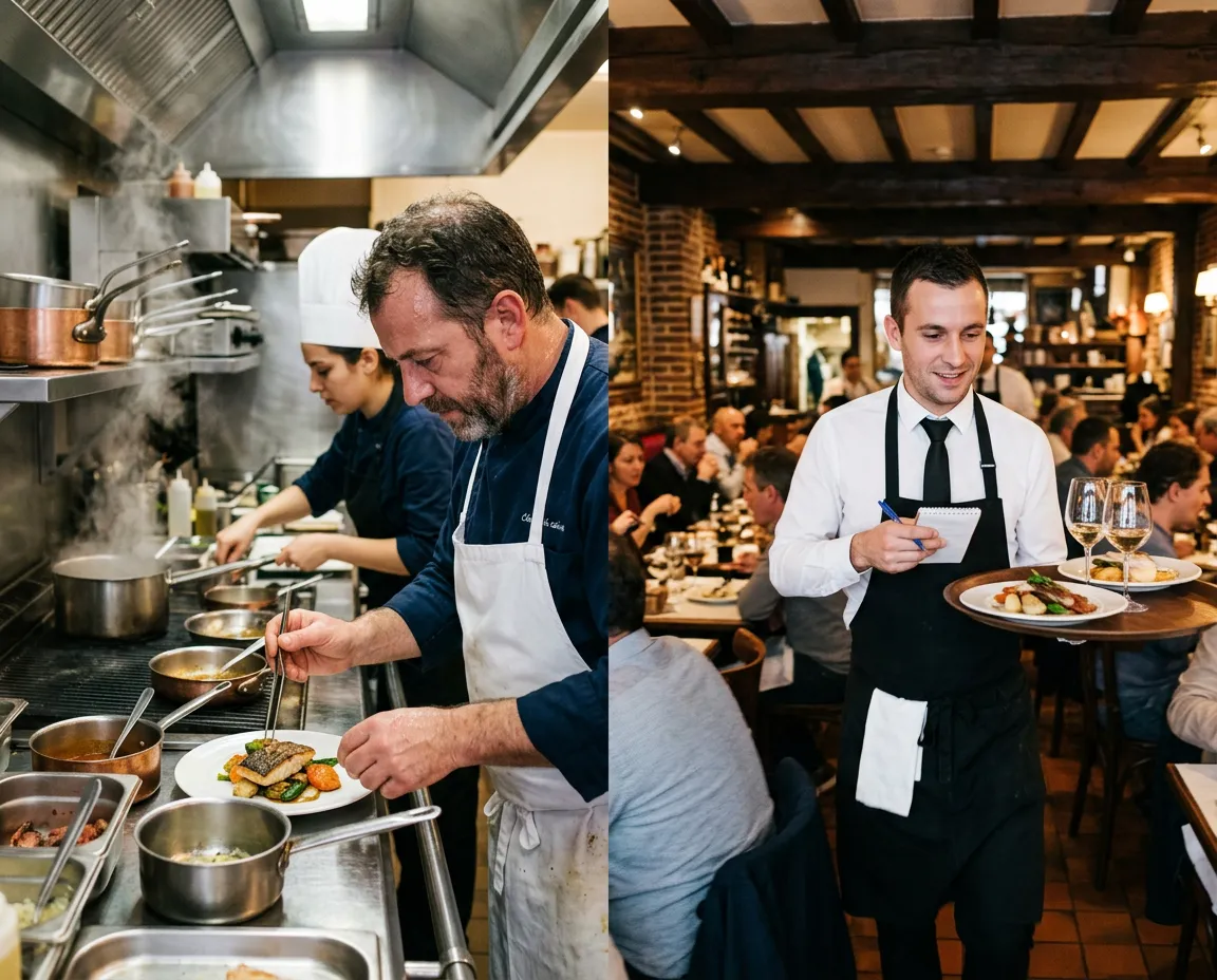 Équipe d'un restaurant traditionnel en service