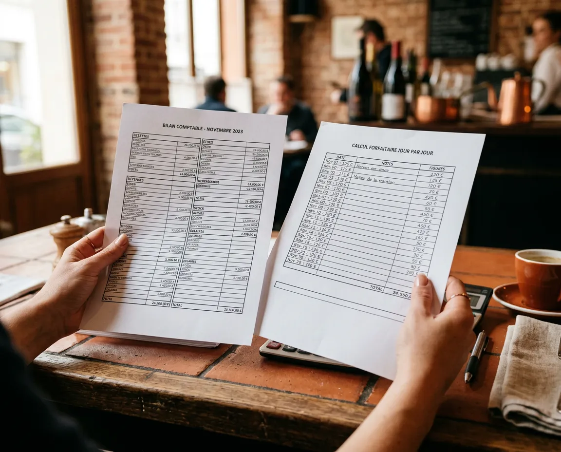 Comparaison méthode au forfait et méthode au réel pour un restaurant